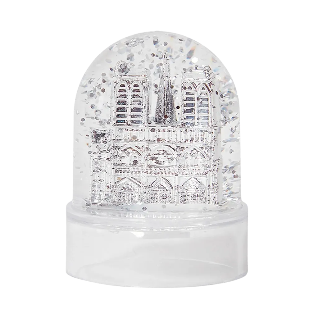 Petite boule à neige Notre-Dame argentée