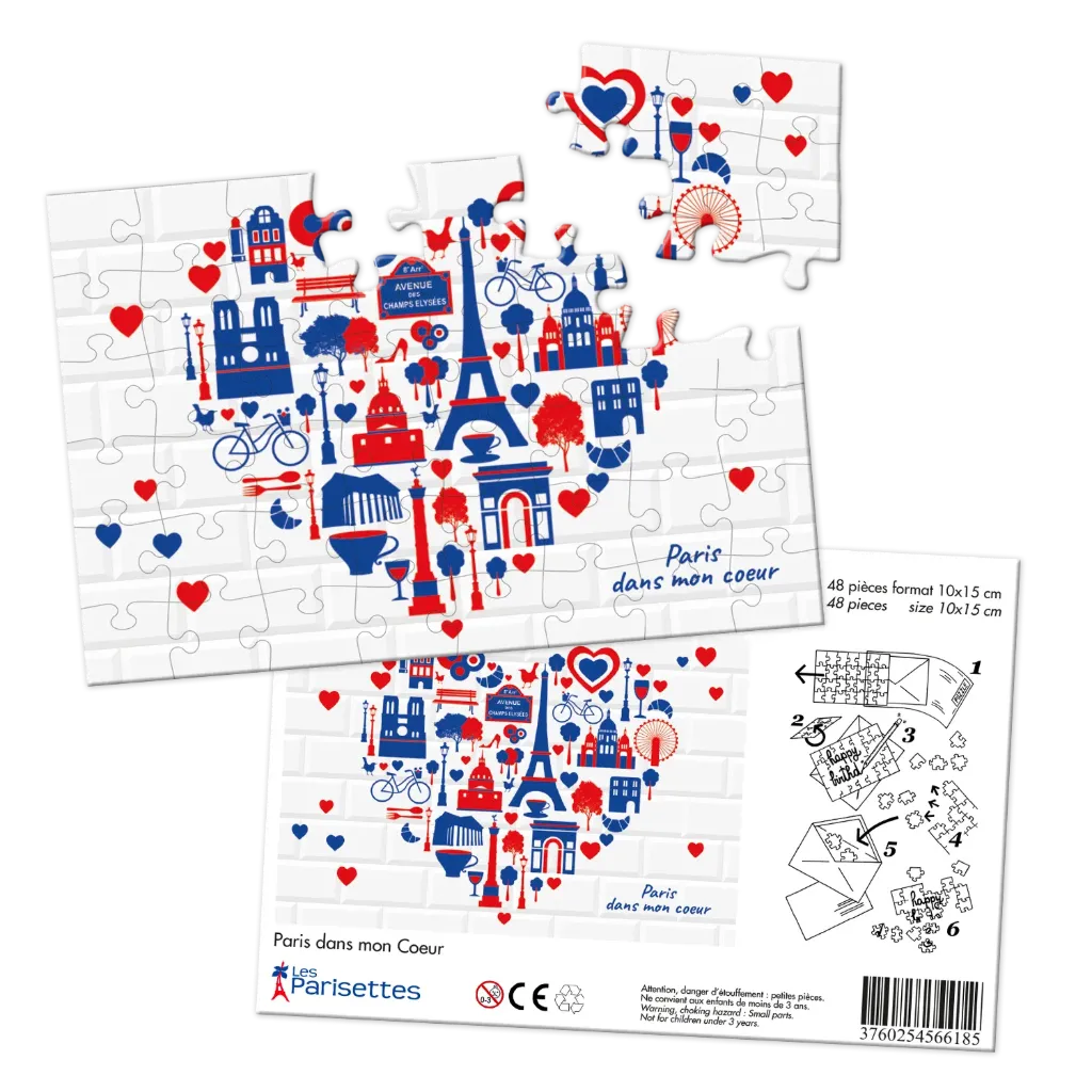 [PARPUZ-CŒUR] Paris in my heart Puzzle Postcard (48 pieces)