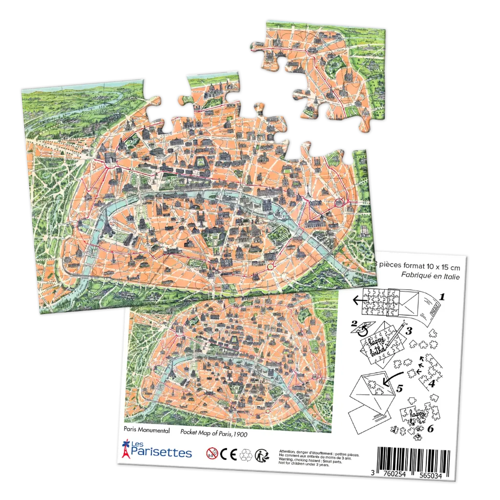 [PARPUZ-MON] Plan de Paris monumental Puzzle Postcard (48 pieces)