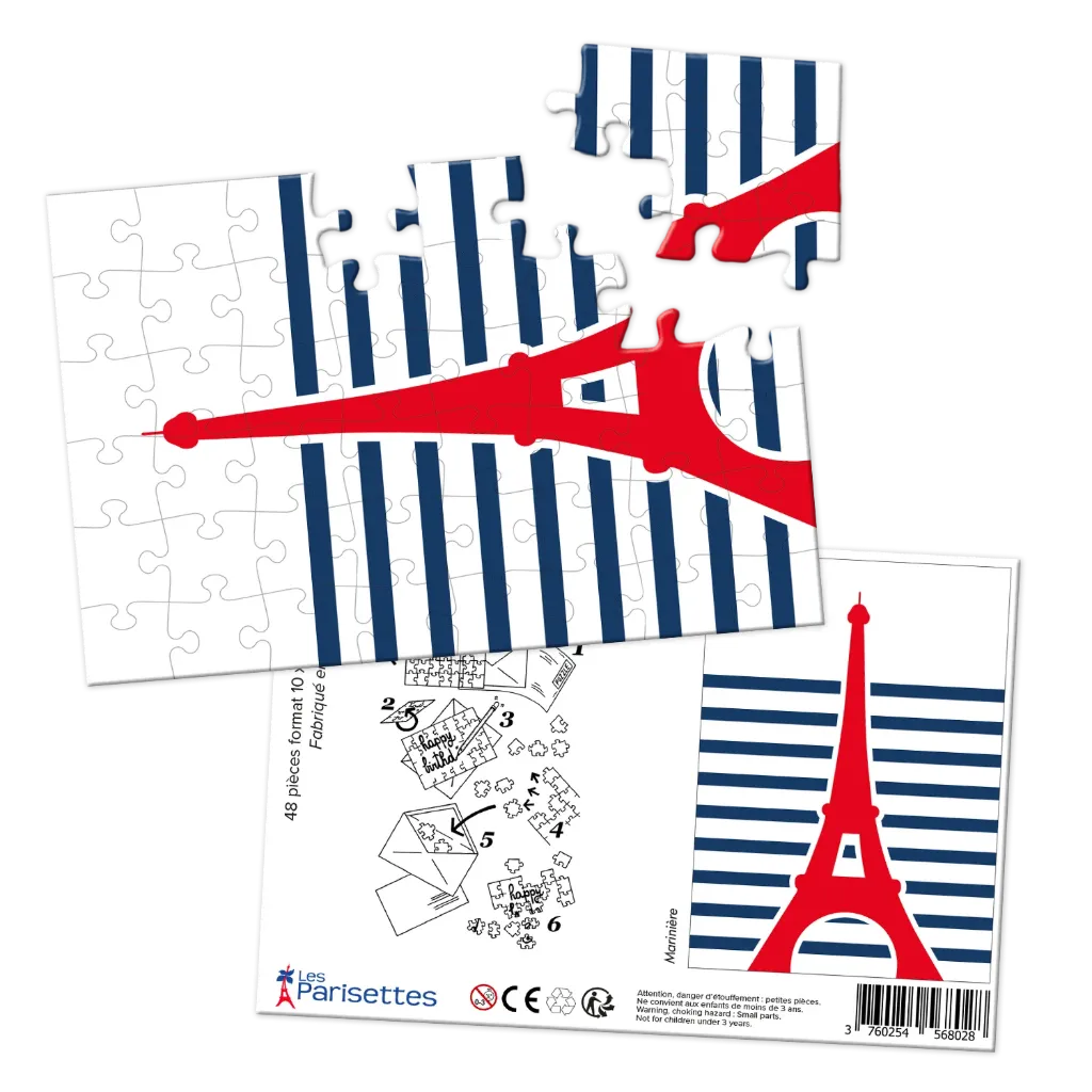 [PARPUZ-MAR] Eiffel Tower "Marinière" Puzzle Postcard (48 pieces)